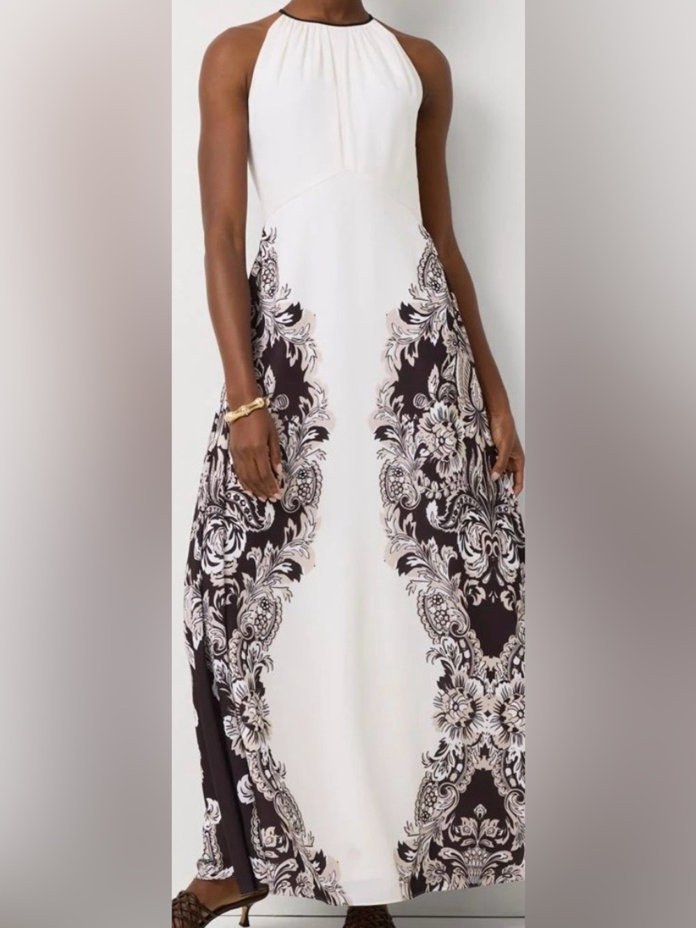 White House Black Market Passion Scroll Halter Maxi Dress NWT Size 12